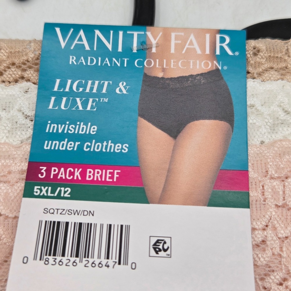 NWT Womens Vanity Fair Radiant Collection 3 Pack Light & Luxe Panties Size 5XL